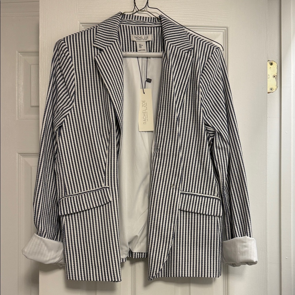 Rachel Zoe Black and White Striped Blazer
